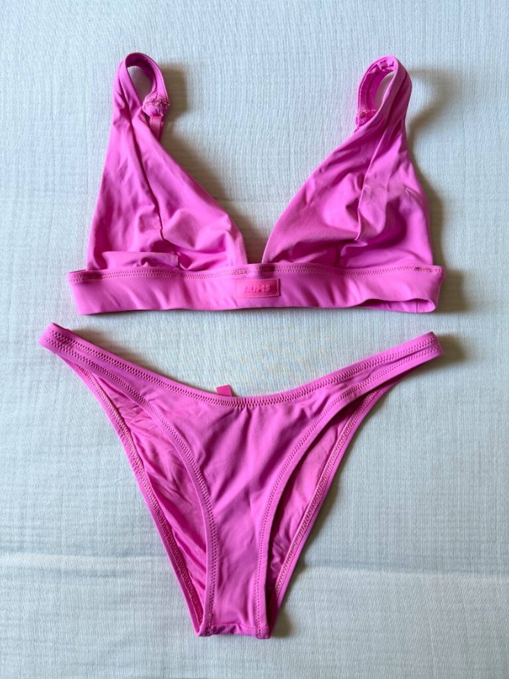 SKIMS Bright Pink Triangle Bikini Set – Size S